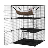 Indoor Cat Cage 3-Tier Cat Enclosure Detachable Metal Wire Kennel Cat Tree