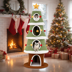 Large Christmas Cat Tree for Indoor Cats 61 Inch Cute Cat Tower with 4 Condos - view 2