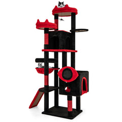 Large Gothic Cat Tree with Cat Condos and Plush Perches-Black & Red - view 4