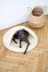 Natural Wool Pet Cave White | Hand-Felted Cat & Small Dog Bed | Mellow Pet - alternate view