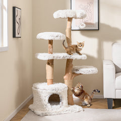 Modern Cat Tree 53 Inch Tall Natural Branch Wooden Cat Tower with Jute - view 2