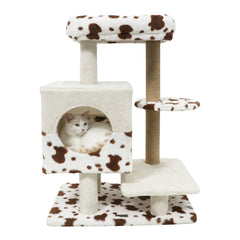Modern Cat Tree Indoor Cat Tower with Wide Upholstered Perch and 2-Entrance Cat - view 4