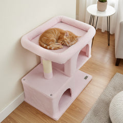 Modern Cat Tree Space-saving Cat Tower with Upholstered Perch and 2 Cat Condos - view 3