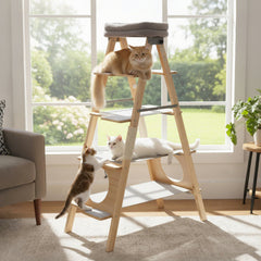 Modern Wooden Cat Tree Foldable Cat Climbing Furniture - view 2