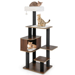 Multi-level Cat Tree for Indoor Cat 59.5 inch Tall Cat Tower with Cushion Top