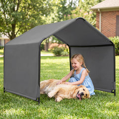 Outdoor Dog Shade Shelter with Waterproof Roof and Ground Stakes for Deck Dog - view 2