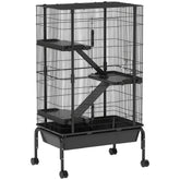 47"H Ferret Cage, Large 4-Tier Guinea Pig Cage with Wheels, Ramps, Bowl, Water