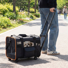 Rolling Pet Carrier Foldable Soft-sided Dog Travel Crate - view 2