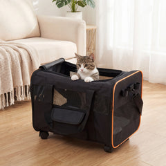 Rolling Pet Carrier Foldable Soft-sided Dog Travel Crate - view 3