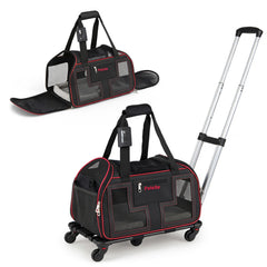 Rolling Pet Carrier with Wheels & Telescopic Handle and Mesh Windows for Pets - view 3