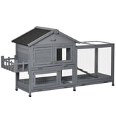 65" Wooden Rabbit Hutch, Pet Playpen with Openable Roof, Storage Box