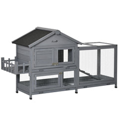 65" Wooden Rabbit Hutch, Pet Playpen with Openable Roof, Storage Box