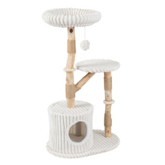 Solid Wood Cat Tree 41 Inch with Real Branches & Scratching Posts and Cozy Bed - view 4