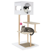 Tall Wood Cat Tower with 2 Corrugated Cardboard Cat Tree