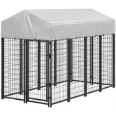 Outdoor Dog Kennel with Roof, 8' x 4' x 6' Heavy Duty Welded Wire Dog Playpen