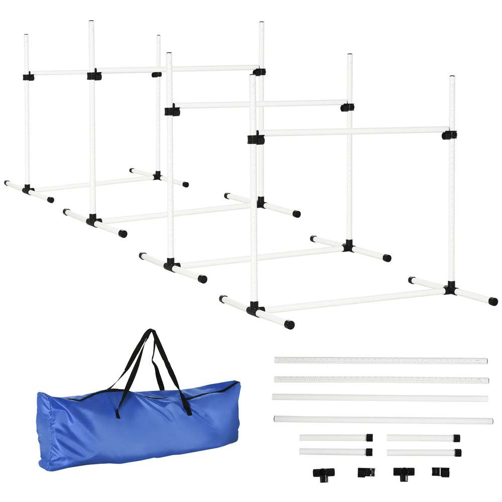 Set of 4 Dog Agility Training Equipment Adjustable Jump Bar Pet Exercise Kit