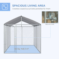 Dog Kennel Outdoor, Heavy Duty Playpen with Secure Lock, Cover, for Backyard - view 3