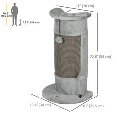 23" Cat Scratching Post with Covered Plush, Play Balls, for Indoor Cats - view 2