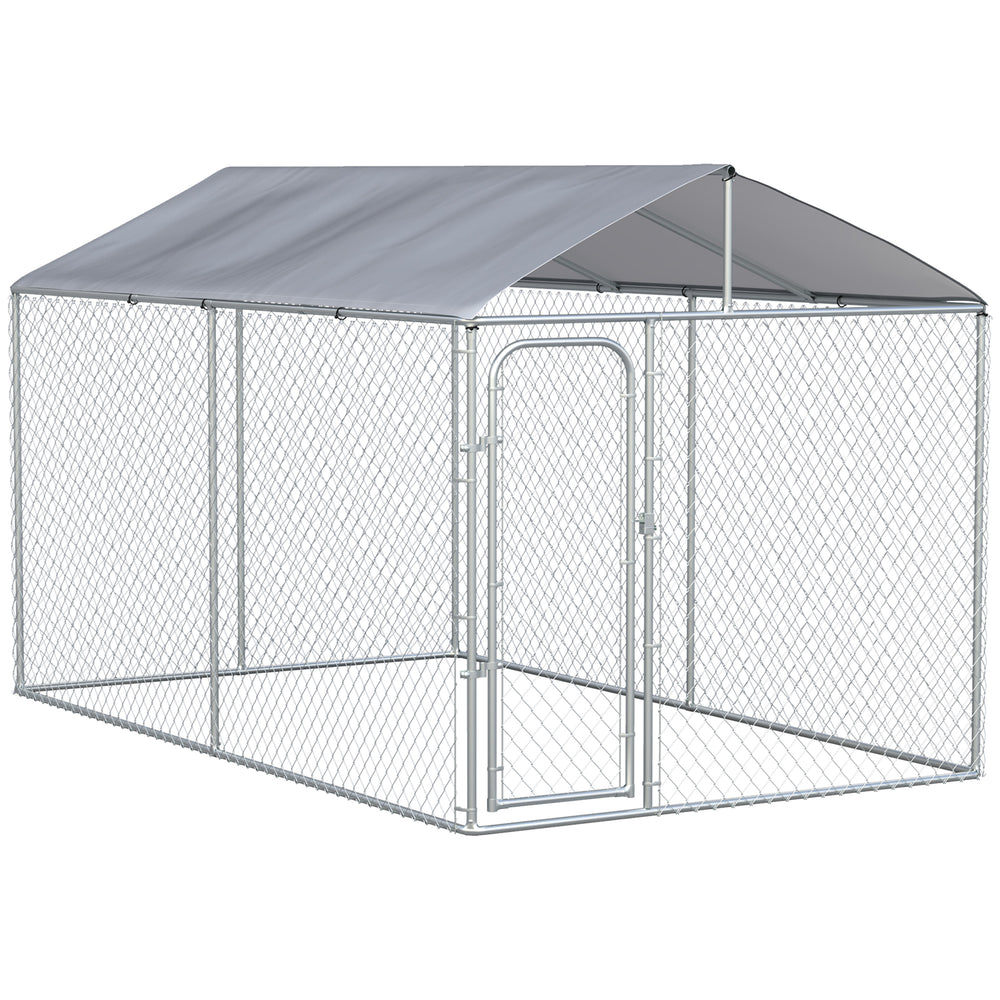 Dog Kennel Outdoor, Heavy Duty Playpen with Secure Lock, Cover, for Backyard