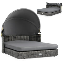 Wicker Dog House with Adjustable Canopy & 2 Detachable Cushions for Small - view 4
