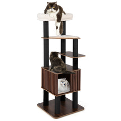 Wooden Cat Tower Top Perch with Soft Padding Cat Tree - view 4