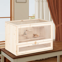 Wooden Hamster Cage with Mesh Flip Roof Dog Crate - view 3