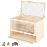 Wooden Hamster Cage with Mesh Flip Roof Dog Crate