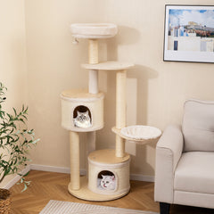 Wooden Kitten Tower with Sisal Scratching Posts and 2 Condos Cat Tree - view 2