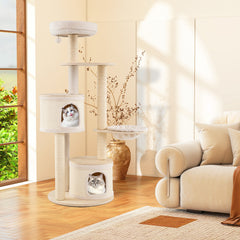 Wooden Kitten Tower with Sisal Scratching Posts and 2 Condos Cat Tree - view 3