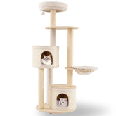 Wooden Kitten Tower with Sisal Scratching Posts and 2 Condos Cat Tree