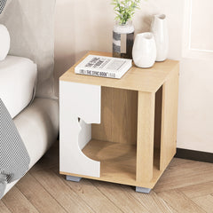 Wooden Semi-enclosed Cat Condo with Kitty Head-shaped Entry and Metal Legs Cat - view 2