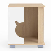 Wooden Semi-enclosed Cat Condo with Kitty Head-shaped Entry and Metal Legs Cat