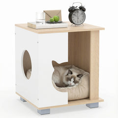 Wooden Semi-enclosed Cat Condo with Kitty Head-shaped Entry and Metal Legs Cat - view 4
