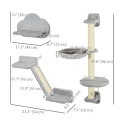 3PCs Cat Shelves with Hammock, Scratching Posts, Platforms Cat Wall Shelf - view 2