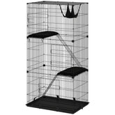 3-Tier Cat Cage Indoor, Detachable Metal Wire Kennel withwith Hammock