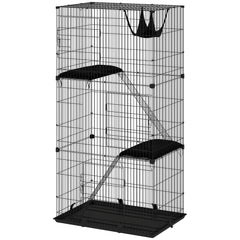 3-Tier Cat Cage Indoor, Detachable Metal Wire Kennel withwith Hammock