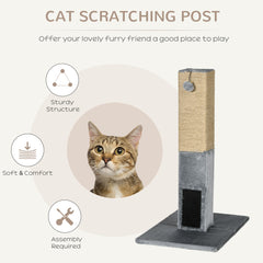 31" Tall Cat Scratching Post for Indoor Cats with Hanging Balls, Grooming - view 3