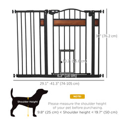 29.1''-41.3'' Extra Wide Dog Gate with Cat Door, Stair Pressure Fit, Auto - view 2