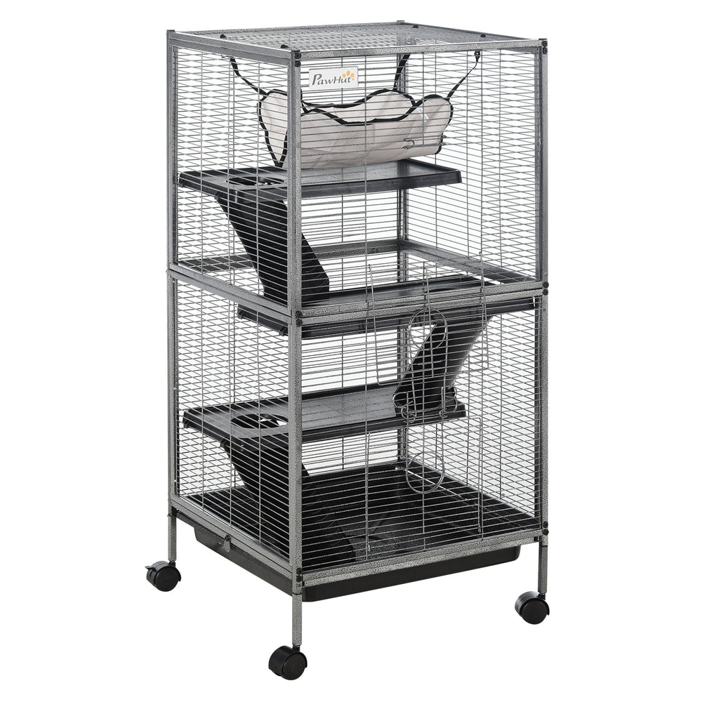 4-Tier Rolling Small Animal Cage, Deluxe Ferret Cage for Mink Chinchilla Kitten
