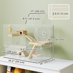 Hamster Cage with Deep Bottom, Wooden Ramp, Hut, Bathroom and Exercise Wheel - view 2