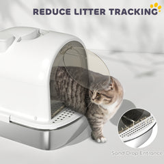 Enclosed Stainless Steel Litter Box, Metal Cat Litter Box with Scoop - view 4