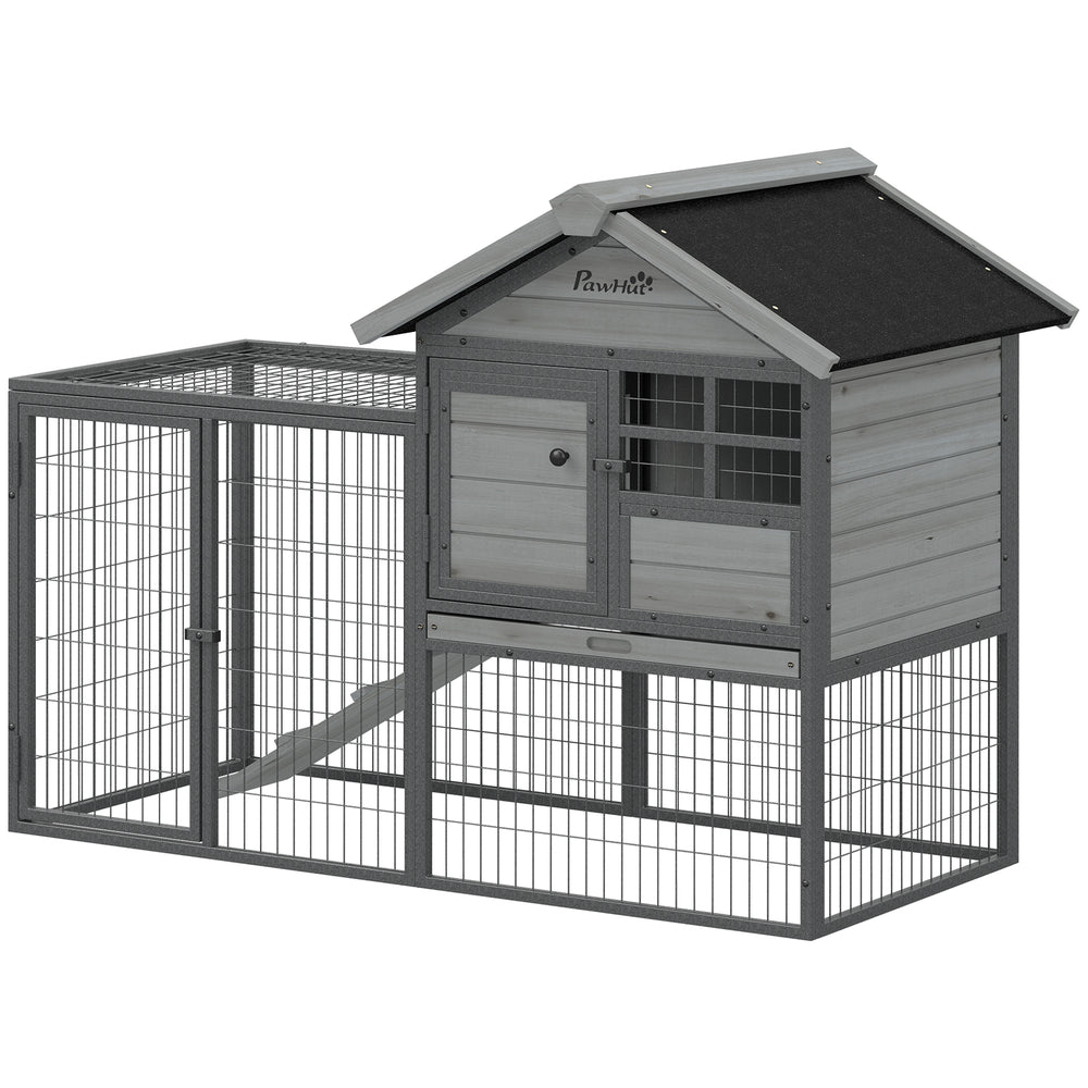 Rabbit Hutch Outdoor, 48"L Large Wooden Bunny Cage with Run