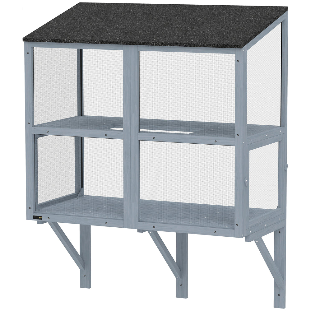 Catio Outdoor Cat Enclosure Wall-Mounted 2-Level Outdoor Cat House