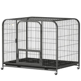 43 Inch Heavy Duty Dog Crate, Extra Large Metal Dog Cage with Lockable Wheels