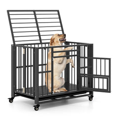 Foldable Heavy-Duty Metal Dog Cage Chew-proof Dog Crate with Lockable Universal - view 4