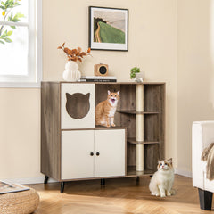 Cat Litter Box Enclosure with 3 Sisal Scratching Posts for Indoor Cats Cat House - view 2