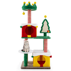 Cute Christmas Cat Tree Cat Tower for Indoor Cats with Scratching Posts