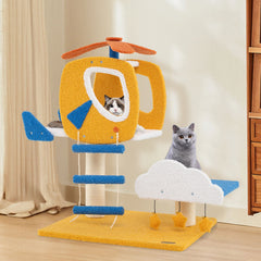 Indoor Small Aviation-themed Cat Tree Cat Tower with Helicopter Top Perch - view 3