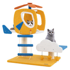 Indoor Small Aviation-themed Cat Tree Cat Tower with Helicopter Top Perch - view 4
