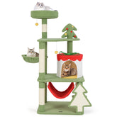 Cute Christmas Cat Tree with Sisal Scratching Posts and Gift Box Shaped Condo